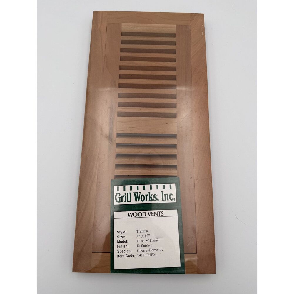 Grill Works Wood Vents 4"x12" Cherry Unfinished New-A1